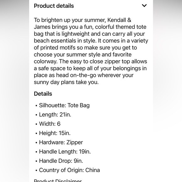 NWT! Kendall & James Palm Tree Beach Bag w/Wet Bag - Picture 4 of 4